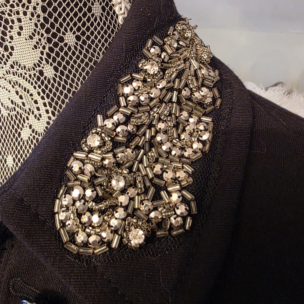 INC International Concepts Black Embellished Blazer - Picture 3 of 7